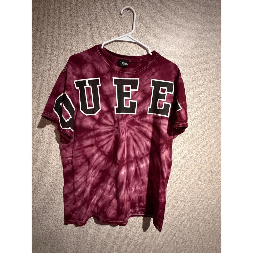 Popular Sports Women Maroon Tie Dye Queen Graphic T-Shirt Size XL Short Sleeve